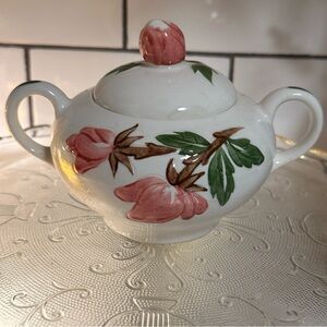 1940’s Cottagecore Continental Kilns Inc, Green Arbor Sugar Bowl